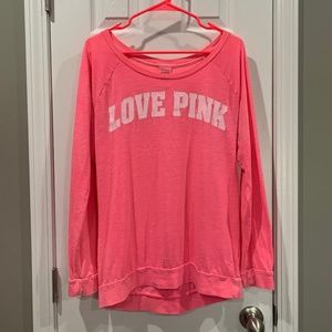 VS Pink Vintage Love Pink Long Sleeve Shirt Lightweight Sz M